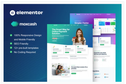 MoxCash - Online Payment Gateway Elementor Pro Template Kit