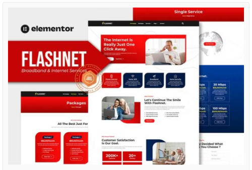 Flashnet - Broadband & Telecom Internet Provider Elementor Template kit