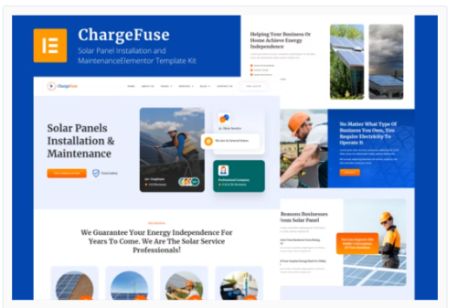 ChargeFuse - Solar Panel Installation & Maintenance Elementor Template Kit