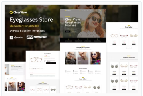 ClearView - Eyeglasses & Eyewear Store WooCommerce Elementor Template Kit