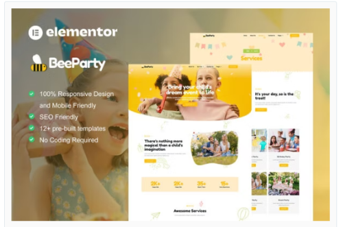 BeeParty - Kids Party Planner Elementor Template Kit