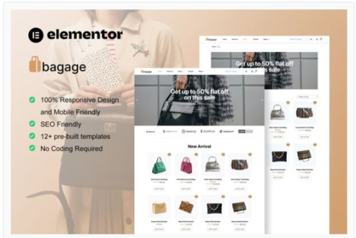 Bagage - Woocommerce Bag Store Elementor Pro Template Kit