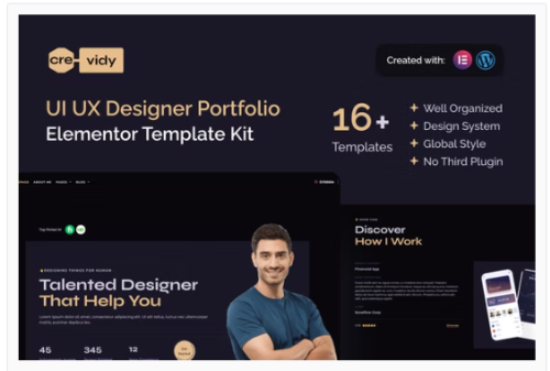 Crevidy - UI UX Designer Portfolio Elementor Template Kit