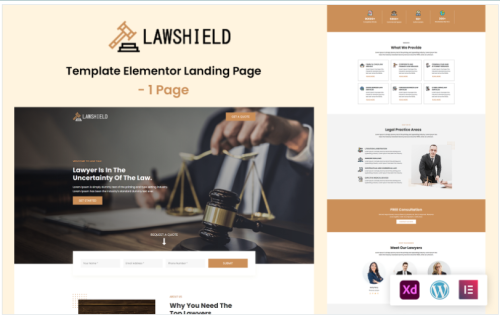 Law shield - Lawyer Services Elementor Kit Template