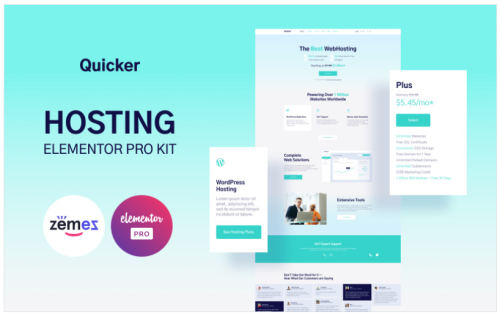 Quicker - Hosting Provider Company Website Template - Elementor Kit