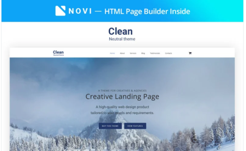 Clear - Simple Creative Agency HTML with Novi Builder Landing Page Template