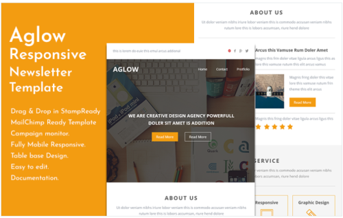 Aglow - Responsive Email Template with Builder Newsletter Template