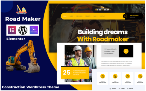 Road Maker - Construction WordPress Elementor Theme