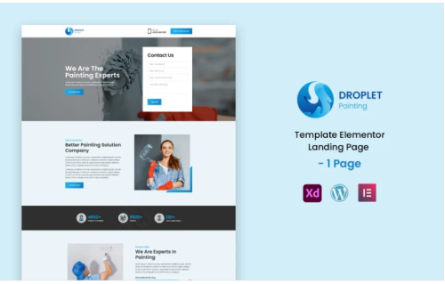 Droplet Painting - Paint Services Ready to use Elementor Landing Page Template
