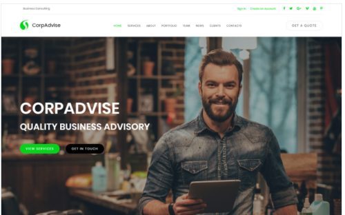 CorpAdvice - Fresh Business Consultancy Agency Landing Page Template