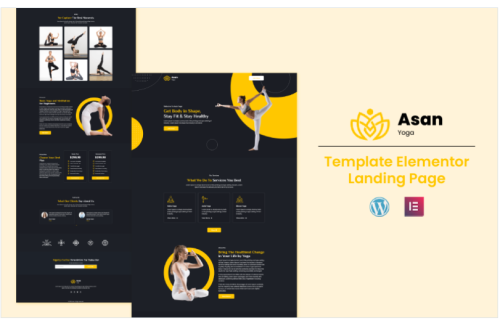 Asan Yoga - Health and Fitness Elementor Template