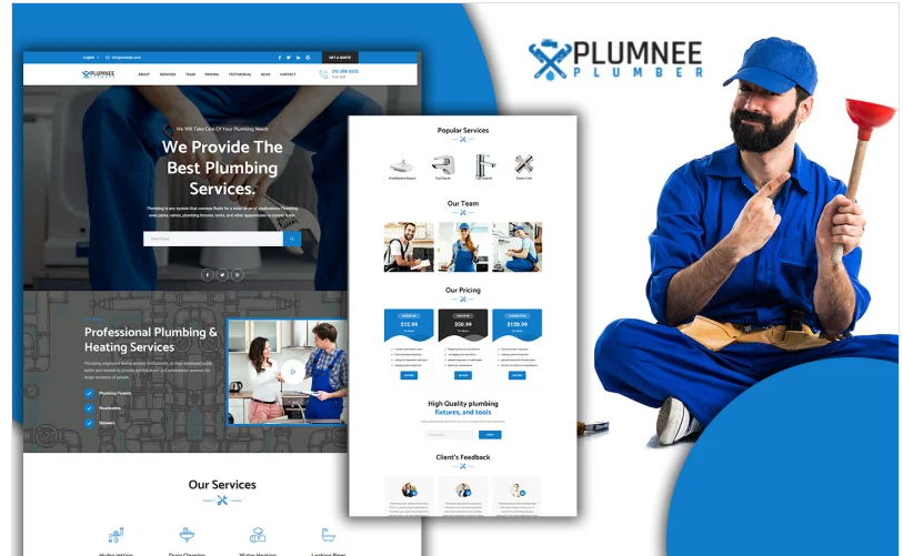 Tomaar-Plumnee Plumbing Services Landing Page WordPress Theme