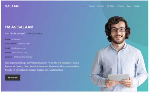 Salaam - Personal Portfolio Responsive Landing Page Template
