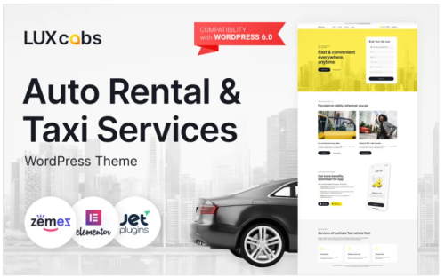 LuxCabs - Auto Rental & Taxi Services WordPress Theme