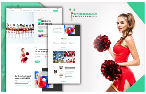 Tomaar-Cheeders Cheerleading Team Landing Page WordPress Theme