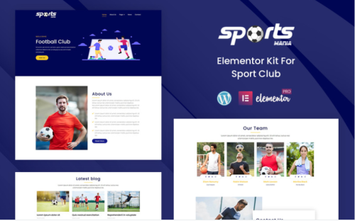 Sports Mania - Sports Club Clean & Modern Elementor Kit Templates