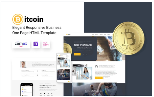 Bitcoin - Elegant Bitcoin HTML Landing Page Template