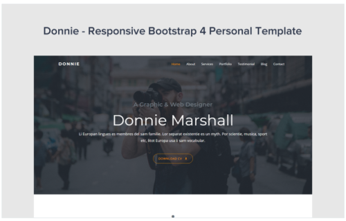 Donnie - Bootstrap 4 Personal Landing Page Template