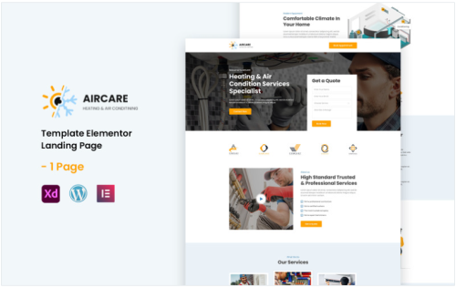 Aircare - Heating and Air Condition Services Ready to use Elementor Landing Page Template