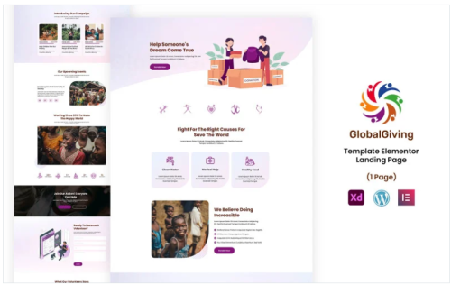 Global Living - NGO and Charity Services Ready to Use Elementor Template