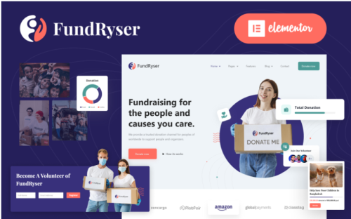 Fundryser - Charity Fundraising Donation Elementor WordPress Theme