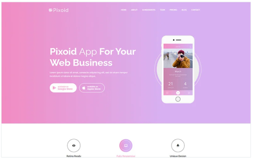 Pixoid - App Landing Page