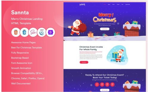 Sannta - Christmas Landing HTML5 Template.