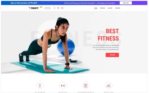 PROFIT - Fitness Free Modern HTML Landing Page Template