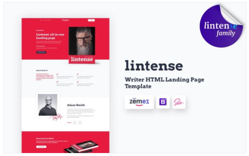 Lintense Book Store - Writer HTML Landing Page Template