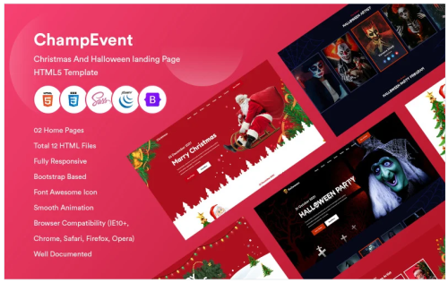 ChampEvent - Christmas And Halloween landing Page HTML5 Template