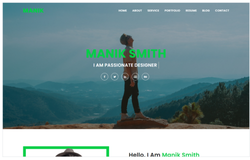Manik Personal Portfolio HTML Landing Page Template