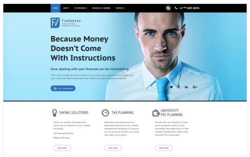 FinVertex - Financial Advisor Responsive HTML Landing Page Template