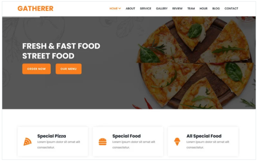 Gatherer - Food & Restaurants Landing Page Template