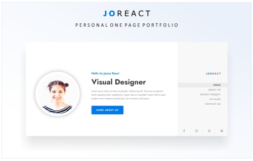 Joreact - Personal Portfolio Bootstrap Landing Page Template