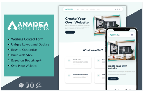 Anadea Solutions - Creative and Clean One-Page Multipurpose Business Template