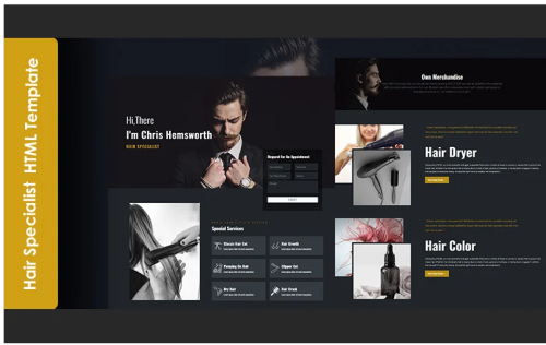 Chris Hemsworth - Personal Hair Specialist Portfolio Landing Page Template