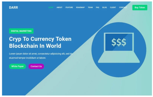 Darr - Bitcoin & ICO Cryptocurrency Landing Page theme