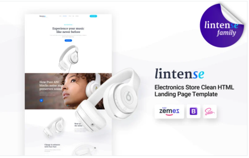 Lintense Headphones - Electronics Store Clean HTML Landing Page Template