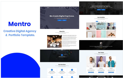 Mentro - Creative Digital Agency & Portfolio Landing Page Template