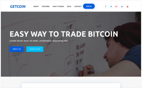 Getcoin - Cryptocurrency Landing Page Template