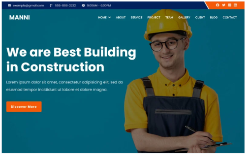 Manni - Construction Company Landing Page Theme