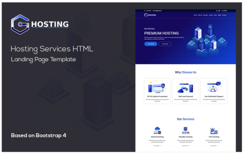 Hosting - Domain Hosting Provider HTML Template Landing Page Template