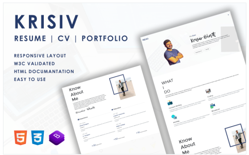 Krisiv - Resume CV One Page Bootstrap 5 Template