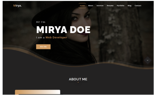 Mirya - Personal Portfolio Landing Page Template