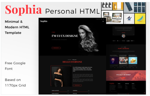 Sophia - Creative Personal Portfolio HTML Landing Page Template