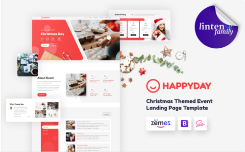 HappyDay - Christmas Themed Event Landing Page Template