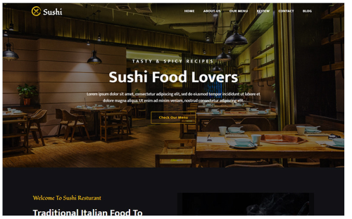 Sushi - Resturant Landing Page Template