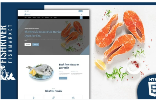 Fishriver Fish And Seafood Market Landing Page Template