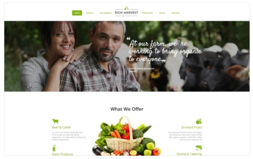 Rich Harvest - Farming HTML5 with Built-In Novi Builder Landing Page Template