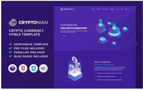 Cryptonian - ICO, Bitcoin And Cryptocurrency HTML Template